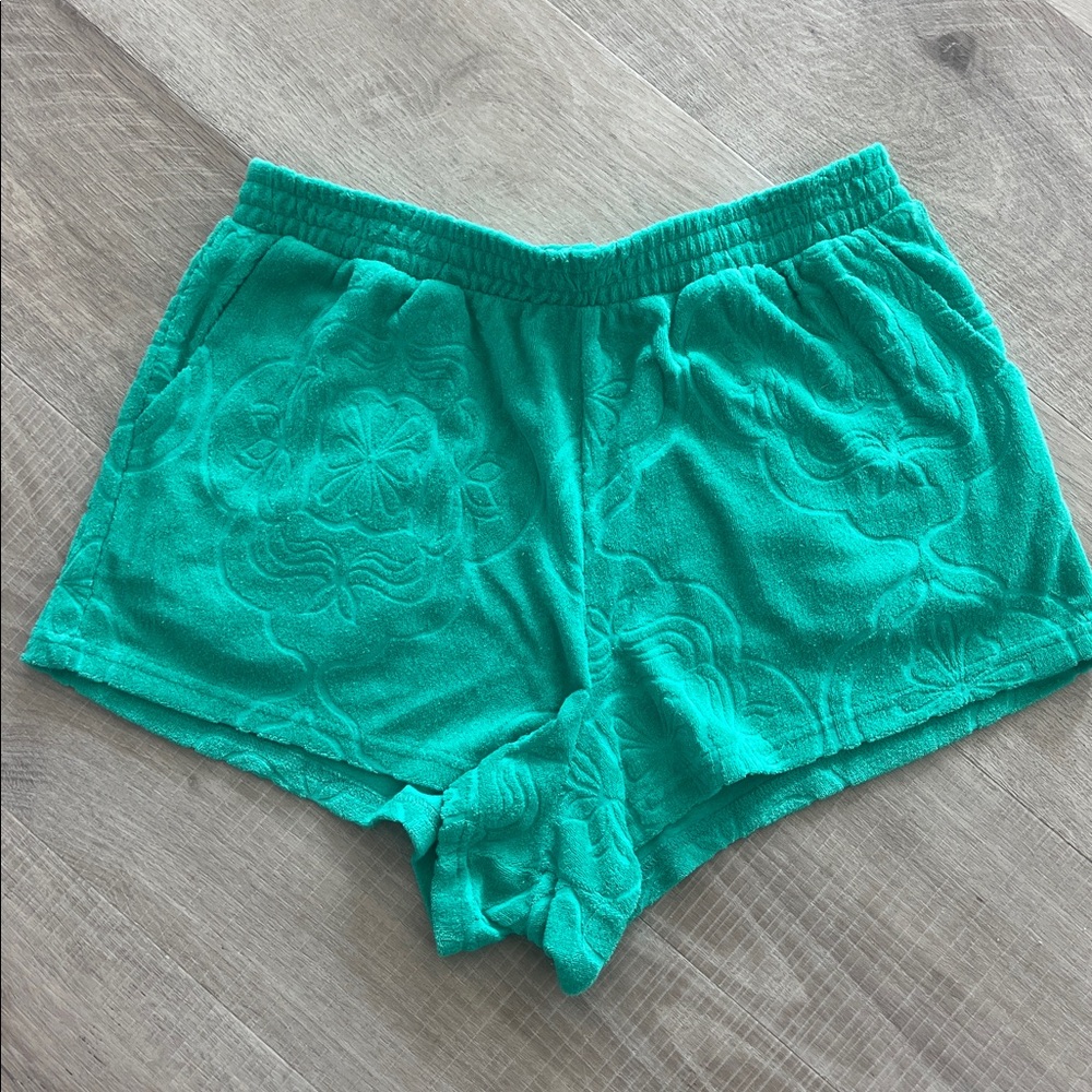 Women O'Neill Cabana Tile Terry Shorts, Green size L